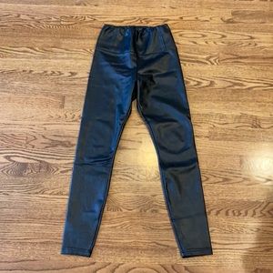 Black faux leather leggings